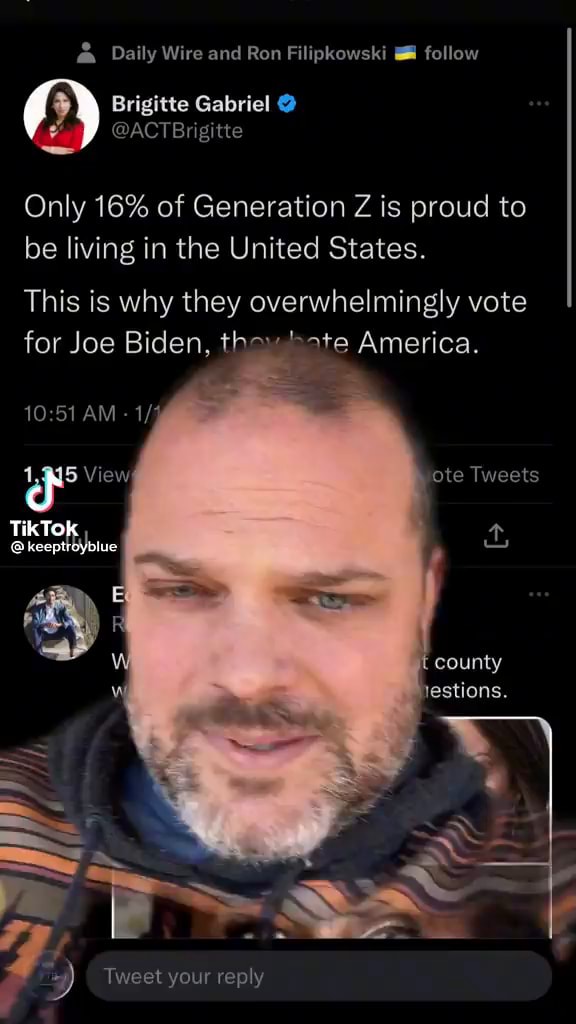 & Daily Wire and Ron Filipkowski follow Brigitte Gabriel Only 16% of