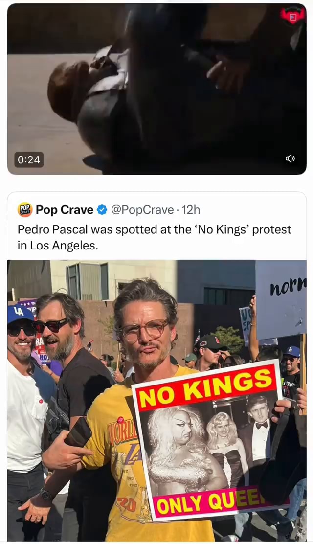 Pop Crave Pedro Pascal was spotted at the 'No Kings' protest in Los ...