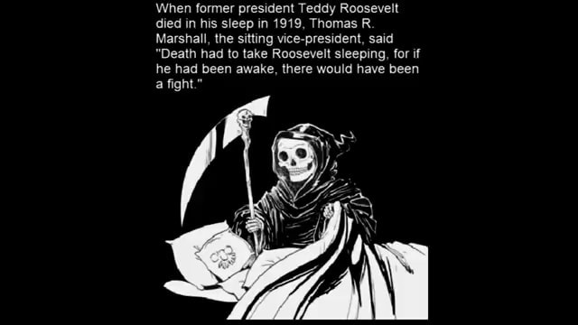 When former president Teddy Roosevelt died in his sleep in 1919, Thomas ...