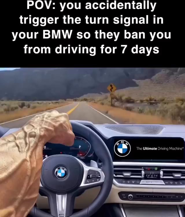 POV: you accidentally trigger the turn signal in your BMW so they ban ...