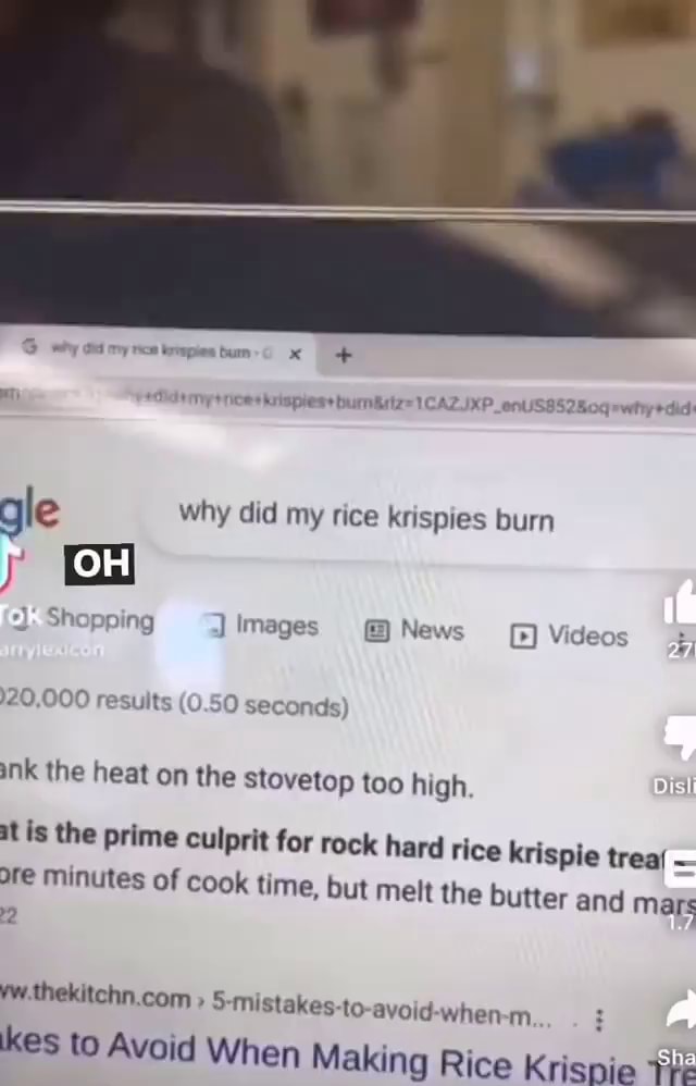 Hy Get omy rice bemmpies bu ae krispies+ ale why did my rice krispies