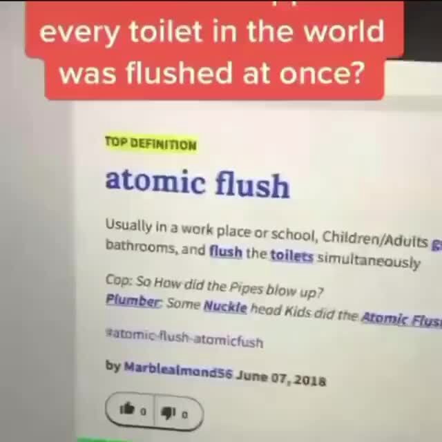 Every toilet in the world was flushed at once? TOP DEFINITION atomic