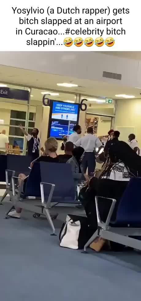 Yosylvio (a Dutch rapper) gets bitch slapped at an airport in bitch ...