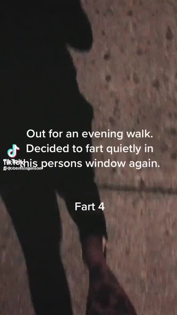 Out for an evening walk. Decided to fart quietly in persons window