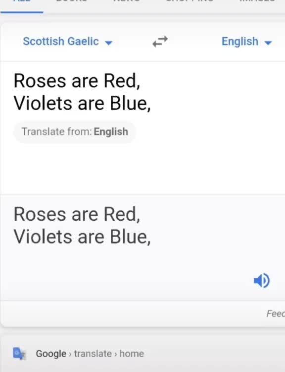 Scottish Gaelic w e English Roses are Red, Violets are Blue, Translate