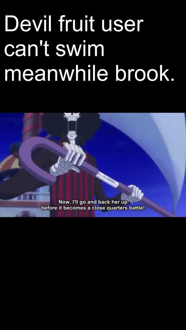 Devil fruit user can't swim meanwhile brook. up before it bec )