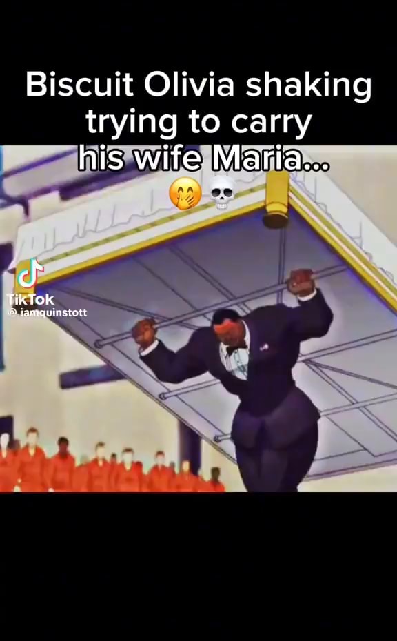 Biscuit Olivia shaking trying to carry his wife Maria... jamquinstott