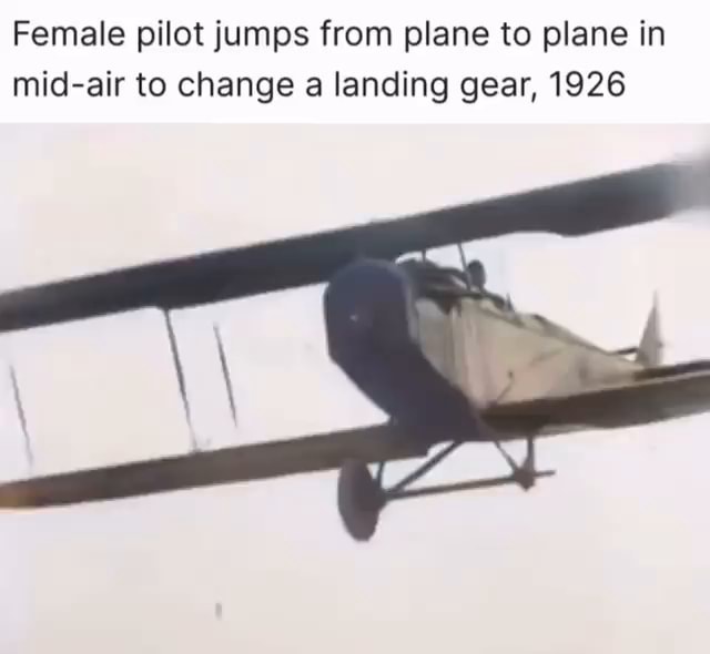 Female pilot jumps from plane to plane in midair to change a landing