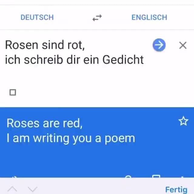 DEUTSCH ENGLISCH Rosen sind rot, x ich schreib dir ein Gedicht Roses