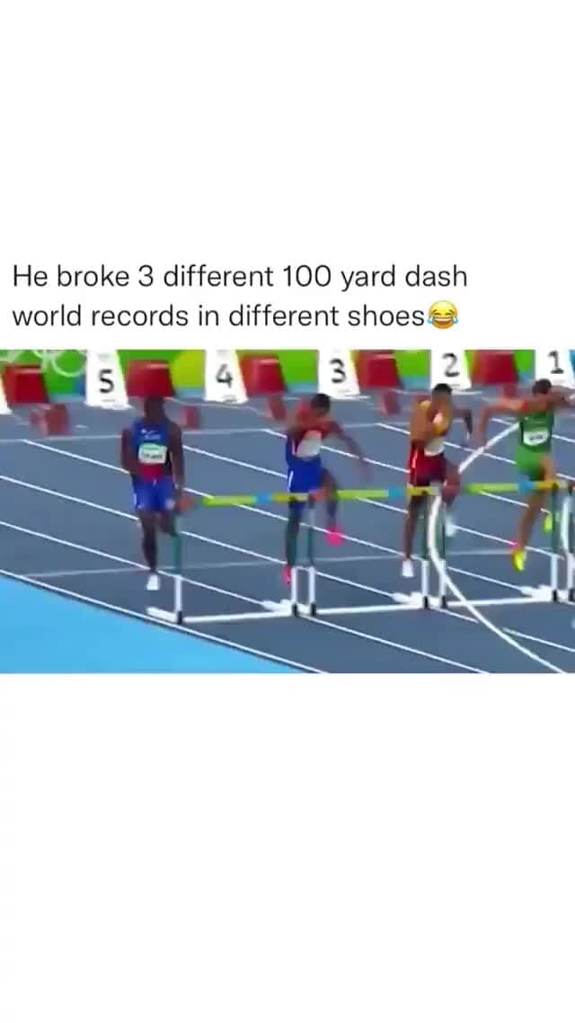 He broke 3 different 100 yard dash world records in different shoes