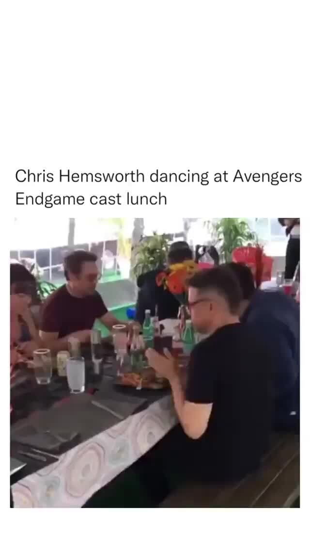 Chris Hemsworth dancing at Avengers Endgame cast lunch iFunny