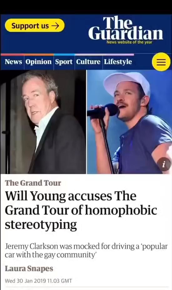 Jeremy Clarkson responds to Will Young homophobic Grand Tour comments